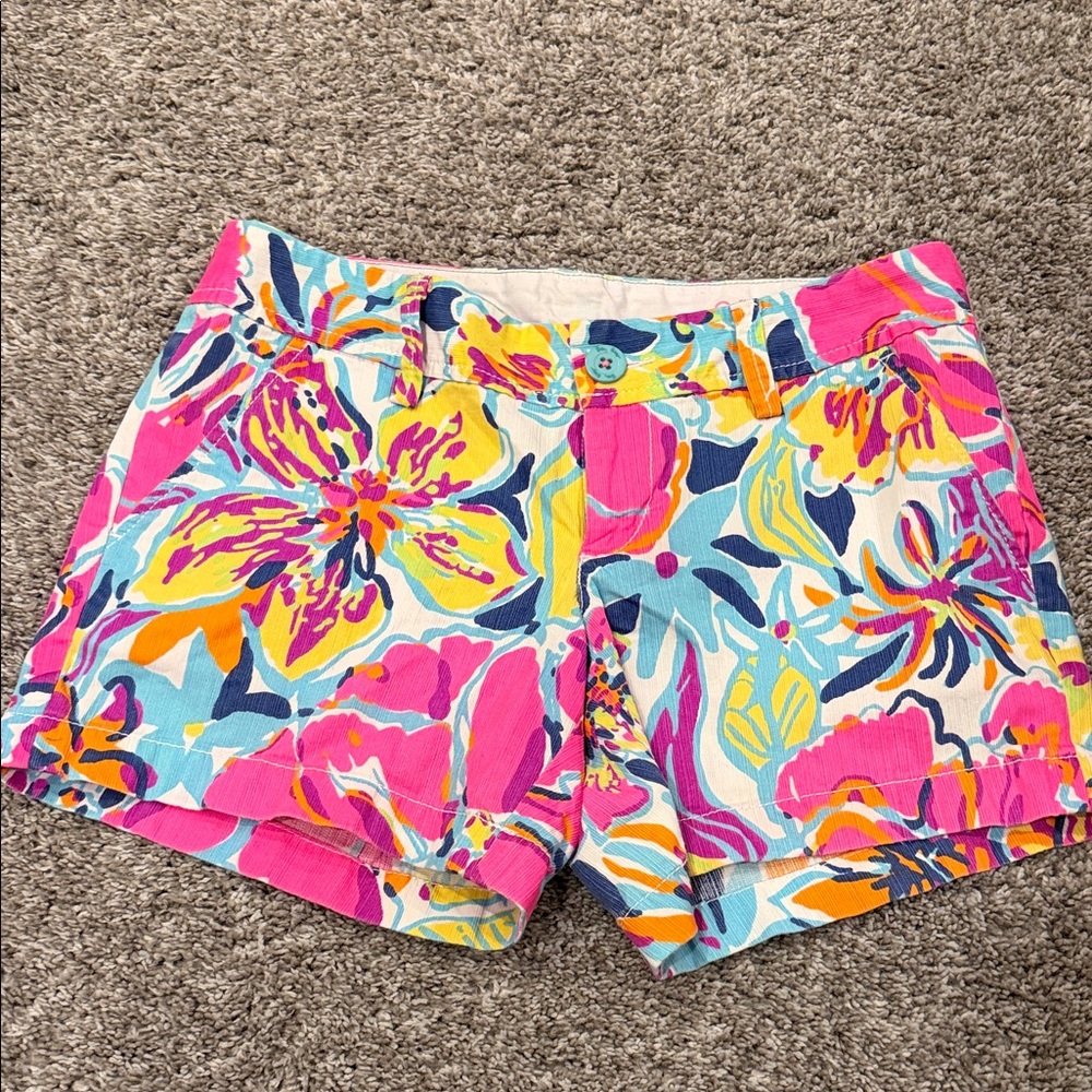 Lilly Pulitzer Pink and Yellow Floral Jean Shorts